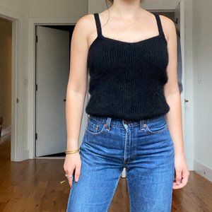 vintage mohair black spaghetti strap tank